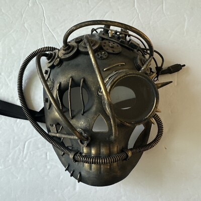 Skull Steampunk Gears Masquerade Mask- Black Gold Costume Cosplay Art
