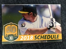 Oakland A's 2018 SGA Pocket Schedule Jason Giambi 50th Anniv ESPN Card Athletics