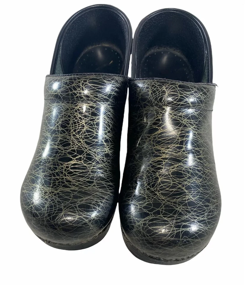 Zuecos de enfermera profesionales Dansko jaspeados nublados negros/dorados para mujer ☼ talla EU 40 Foto 3 de 4