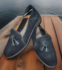 Lucky Brand Women's Cardyn Black Suede Leather Slip on Tassel Loafer Sz 8 EUC