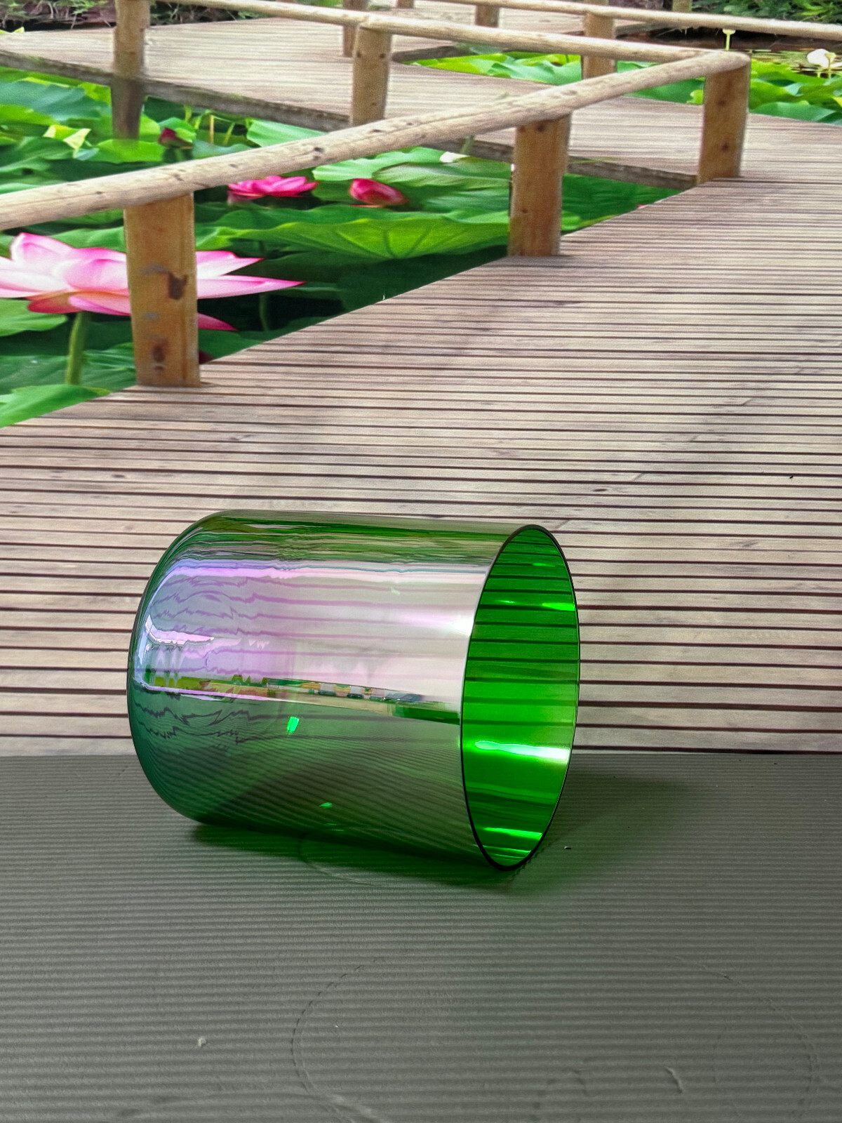 Cosmic Green Color Sound Bowl F Heart Chakra Quartz Crystal Singing Bowl 6"