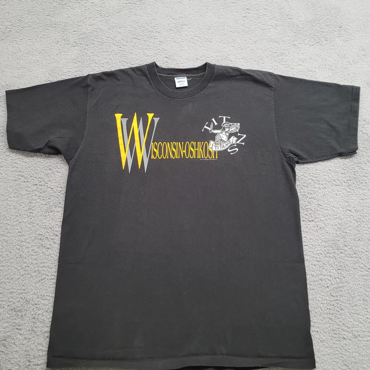 Wisconsin Oshkosh Titans Shirt Mens XXL Black Short Sleeve Vintage