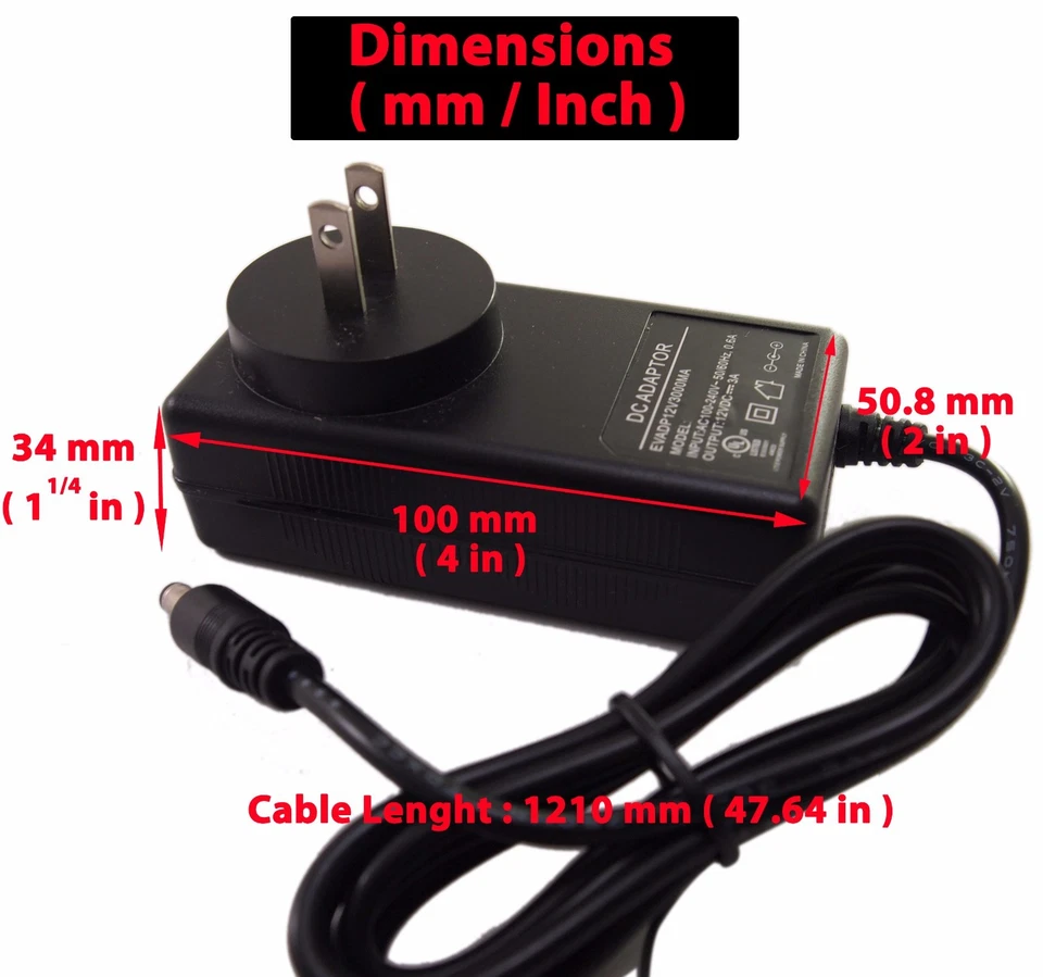 10 pcs 12V DC 3 Ampere 3000mA Power Supply Adapter Plug Size 5.5 x 2.1mm - Image 3 of 4