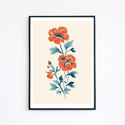 Blumen Vintage Botanisches Gemälde Illustration 7x5 Retro Deko Wandbild Kunstdruck 