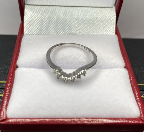14k Weißgold Diamant Pave Hochzeit Wache Jacke Braut geschwungen Bandring 4 3/4 - Bild 6 von 13