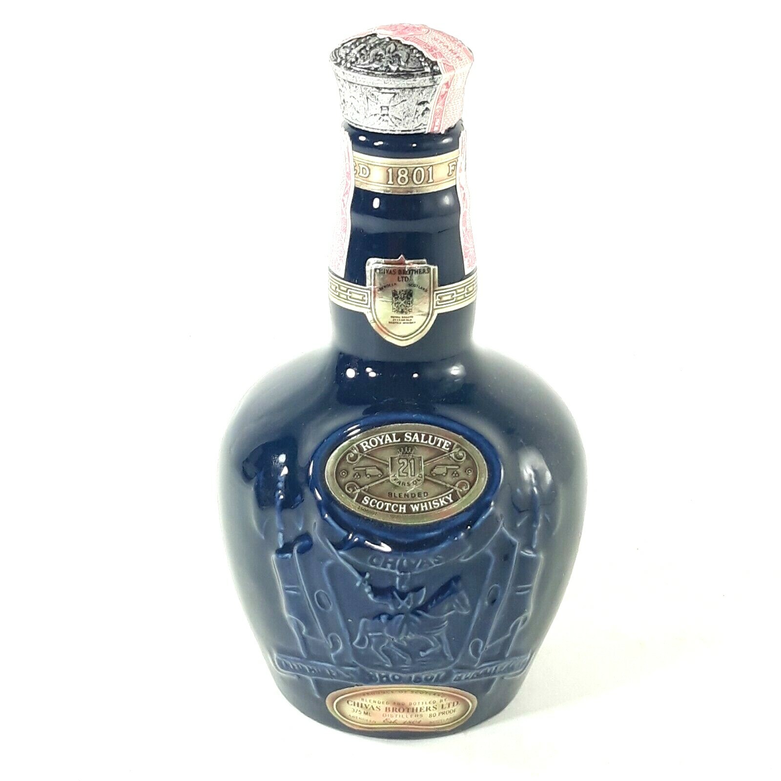Chivas Brothers Empty Blue Bottle Royal Salute 21 Scotch Whiskey 375ML