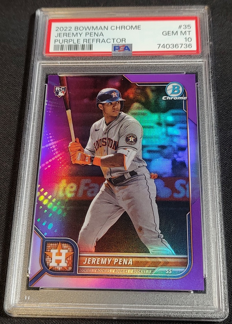 PSA 10 RC /250 JEREMY PENA PURPLE REFRACTOR 🚨TRUE ROOKIE #35 2022 Bowman Chrome