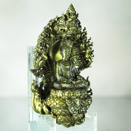 Thailändisches Amulett PhraNakProk Phra BuddhaSukNiran Mini Statue Messing Wat Sirindhorn #44 - Bild 3 von 15