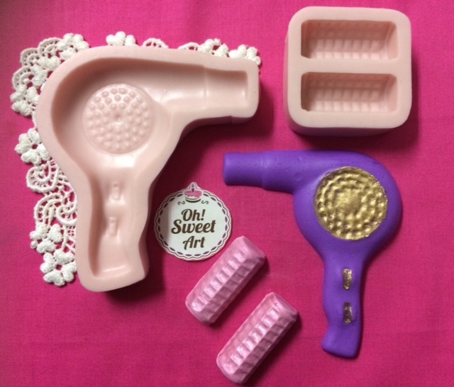 Hair dryer make up Silicone Mold Food Safe Cake Decoration fondant wax