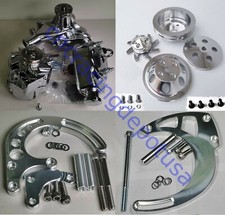 Sbc 350 Mid Mount Aluminum Front Acc Dress Up Complete Kit Lwp Long Water Pump
