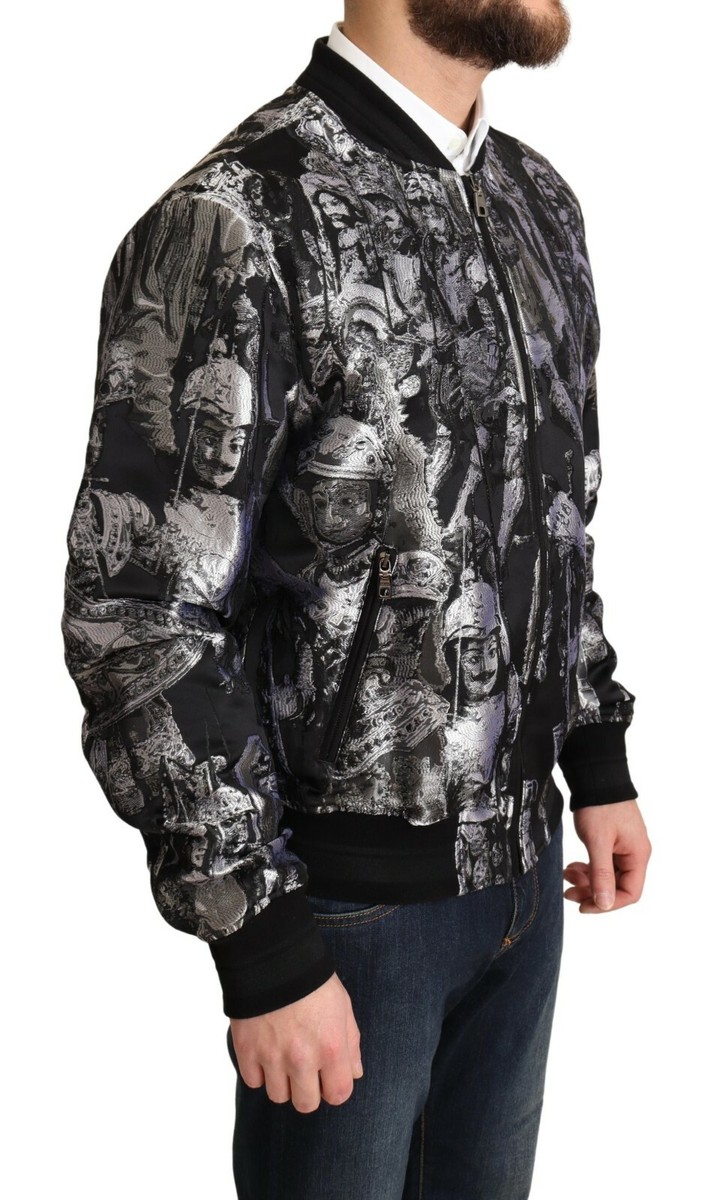 訳有 伊製 DOLCE & GABBANA エンブレムボタンフーデッドPコート DOLCE & GABBANA Jacket Black Silver Puppi Motive Bomber Coat IT50