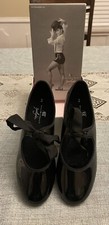 American Ballet Theater Girls Tap Dance Shoes Black Patent US 2