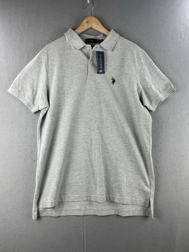 U.S. Polo Assn. Herren großes graues Poloshirt marineblau Logo adretter Designer neu mit Etikett - Bild 2 von 10