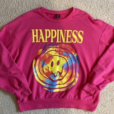 Shein Women's Preppy Happiness Sweatshirt - Pink Size XS