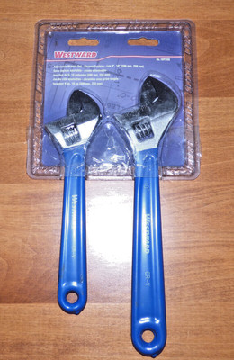 Westward 1NYD3G Adjustable Wrench Set, 8in, 10 In New In Pack