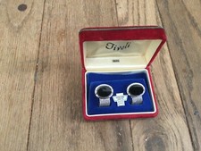 VINTAGE TIVOLI ONYX CUFF LINKS BY SWANK