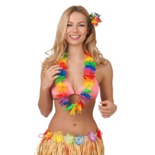 Wakiki Hula Girl Hawaiian Multicoloured Lei Womens Fancy Dress Accessory Aloha