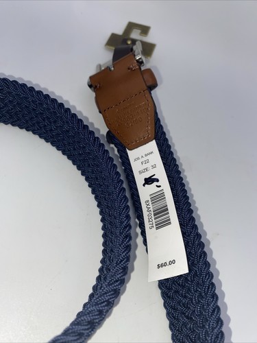 Jos A Banks Italian Leather Navy Blue Braided Belt Size 32 Silver Buckle NWT - Bild 4 von 4