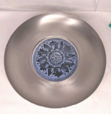 Plate BW BUENILUM Aluminum Bowl Vintage Ceramic Tile Center Made In USA