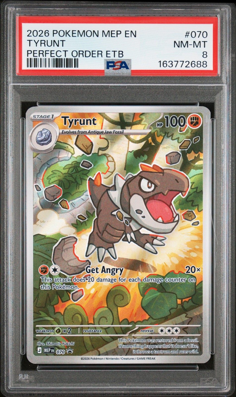 2026 POKEMON MEP PERFECT ORDER ELITE TRAINER BOX #070 TYRUNT PSA 8