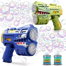2 Pack Bubble Guns for Kids, LED Light Up Rechargeable Bubbles Machine Blower