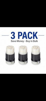 3-PACK-Leviton 2723 Locking Connector 3-Pole 4-Wire Grounding 30A 250V