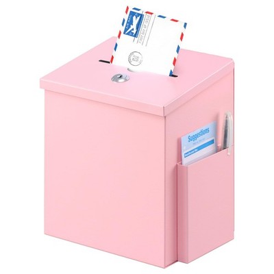 Suggestion Box with Key Lock Locking Metal Donation Ballot Drop Box Comment P...