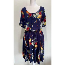 Ralph Lauren VTG midi dress classic dark floral Hong Kong cottage core women 12