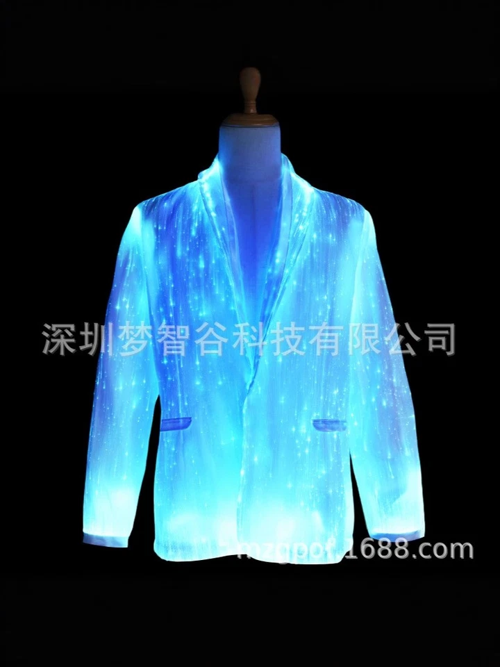 Оптическое волокно RGB светящийся костюм пальто смокинг косплей костюм Хэллоуин вечеринки новый - Изображение 4 из 4