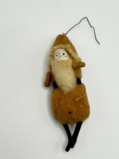 Antique Clay Face Belsnickle 3 Wool Santa Claus Ornament Christmas Tree Holiday