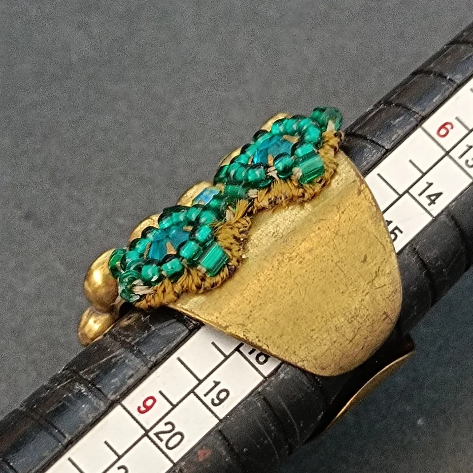 Anillo Michal Negrin Banda Ancha Azul Turquesa AB Cristales Iridiscente Floral Negrita Foto 4 de 4