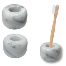 White Marble Toothbrush Stand/Holder - Real Marble Toothbrush Stand - Minimal...