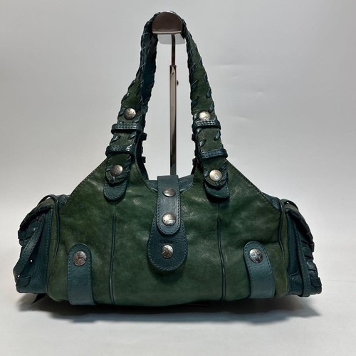 Chloe Silverado Leather Shoulder Bag Green Handbag Authentic Rare Good JAPAN