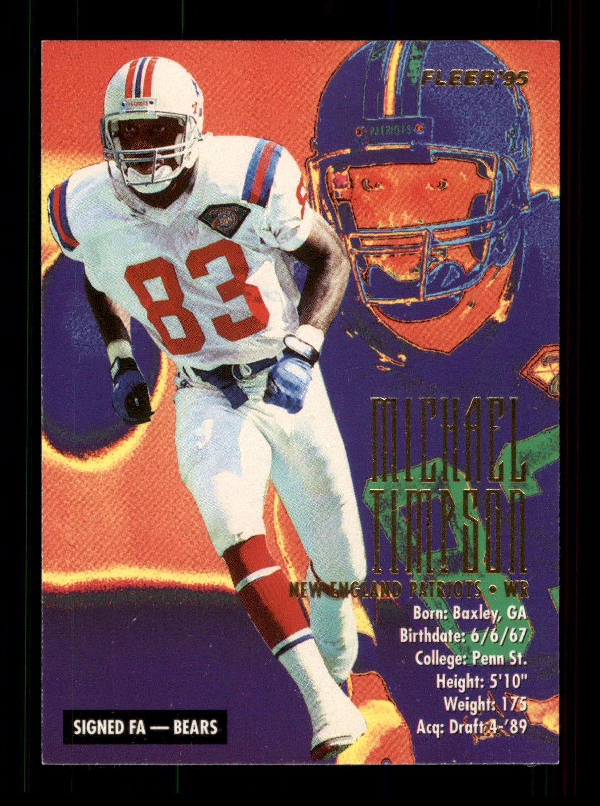 259 Micahel Timpson 83 Patriots 1995 Fleer Football Sports Trading Card