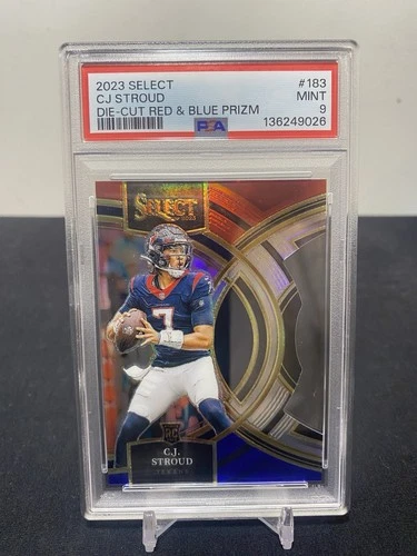 2023 Panini Select My Premier CJ Stroud #183 Die-Cut Red & Blue Prizm RC PSA 9