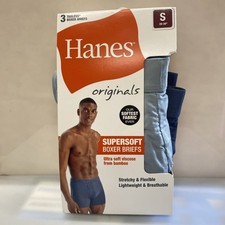 Men's Hanes Originals 3 Pack Tagless SuperSoft Boxer Briefs Size S
