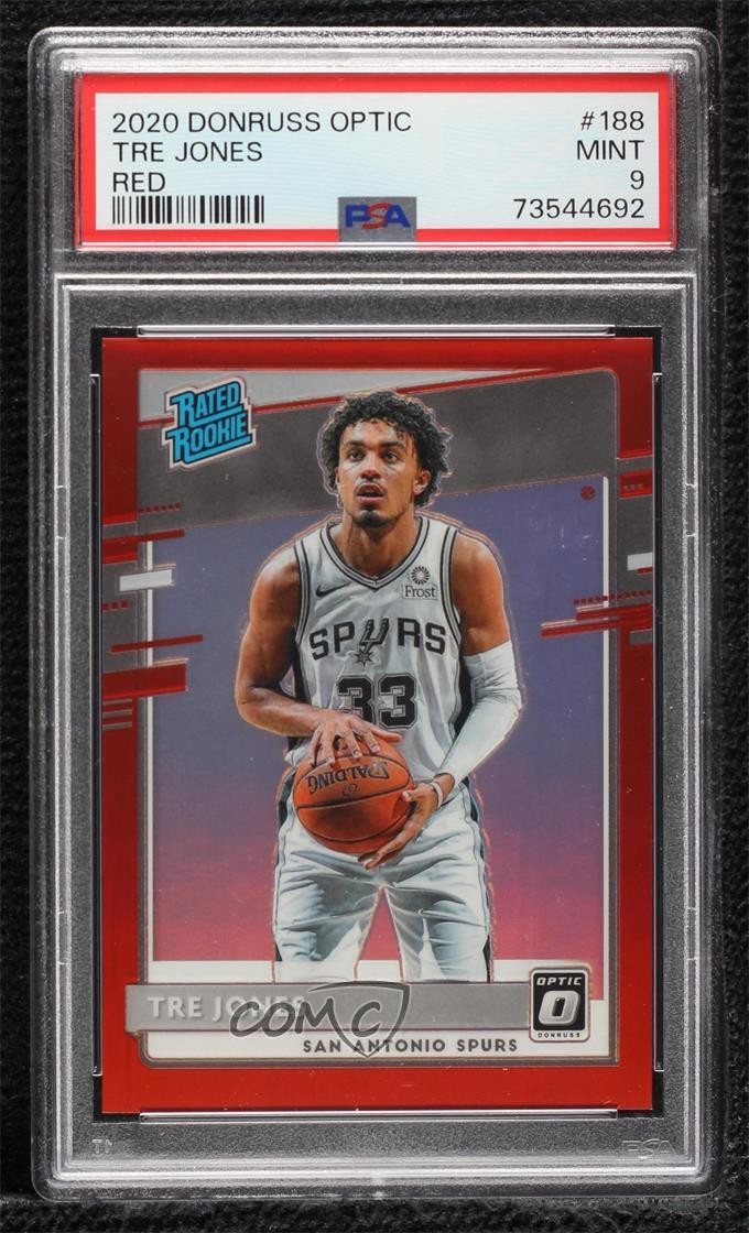 2020 Panini Donruss Optic Rated Rookie Red Prizm 78/99 Tre Jones PSA 9 MINT 00jz