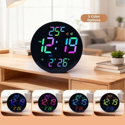 Kabellose RGB Wanduhr mit Lichtsensor und Typ C Strom Ladekabel