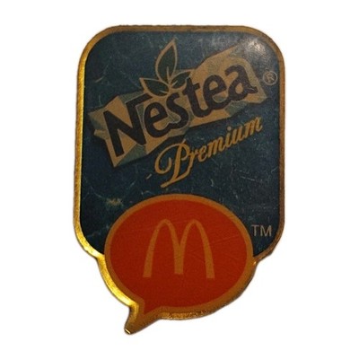 Vintage McDonald's Nestea Premium Tea Enameled Employee Lapel Hat Pin Read
