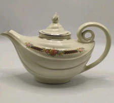 Vtg Hall Superior Kitchenware  Blue Banquet Aladdin Style Teapot Infuser