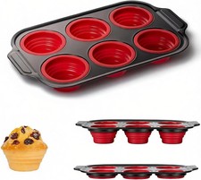Silicone Muffin Pan Cupcake Pans for Baking - 6 Cup Regular Siz