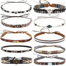 Cowboy Hat Bands 10 Pcs, Rural Cowgirl Beaded Cowboy Hat, Ethnic Multi-06