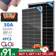200W 300W Mono Solar Panel Kit 12V Charging Off-Grid Battery Power RV Home Boat