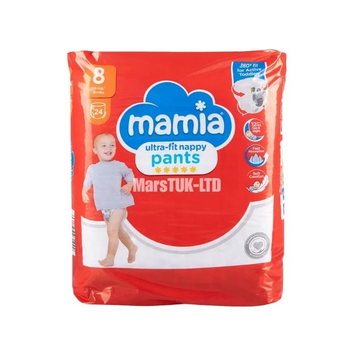 Mamia Size 8 Ultra-Fit Nappy Pants- 24 Per Pack x Various Pack Options