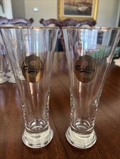 Carlsberg Pilsner Beer Glass Vintage Logo Barware Set/2