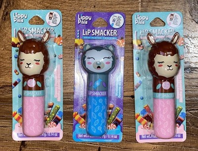 x3 Lip Smackers Lippy Pals Blueberry Gum Kitty Lip Balm & Creamy Peppermint Flav