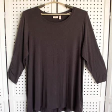 LOGO By Lori Goldstein LAVISH Soft Tunic Top SIZE 2X 3/4 Sleeves Straight Hem