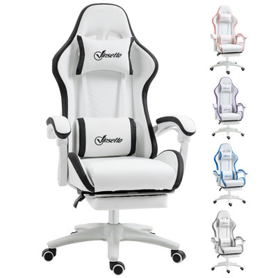 Racing Style Gaming Stuhl mit Liegefunktion, Kunstleder, schwarzes Design