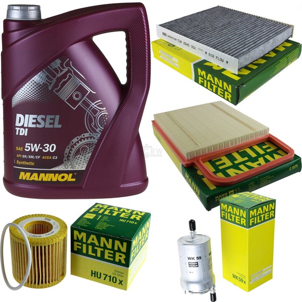 MANN-FILTER Inspektionspaket Mannol 5L Diesel Tdi 5W-30 FüR Vw Polo 1.2-image