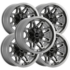 Set Of 5 Vision Utv 416 Seven 14x7 4x136 38.1mm Gunmetal Wheels Rims 14 Inch